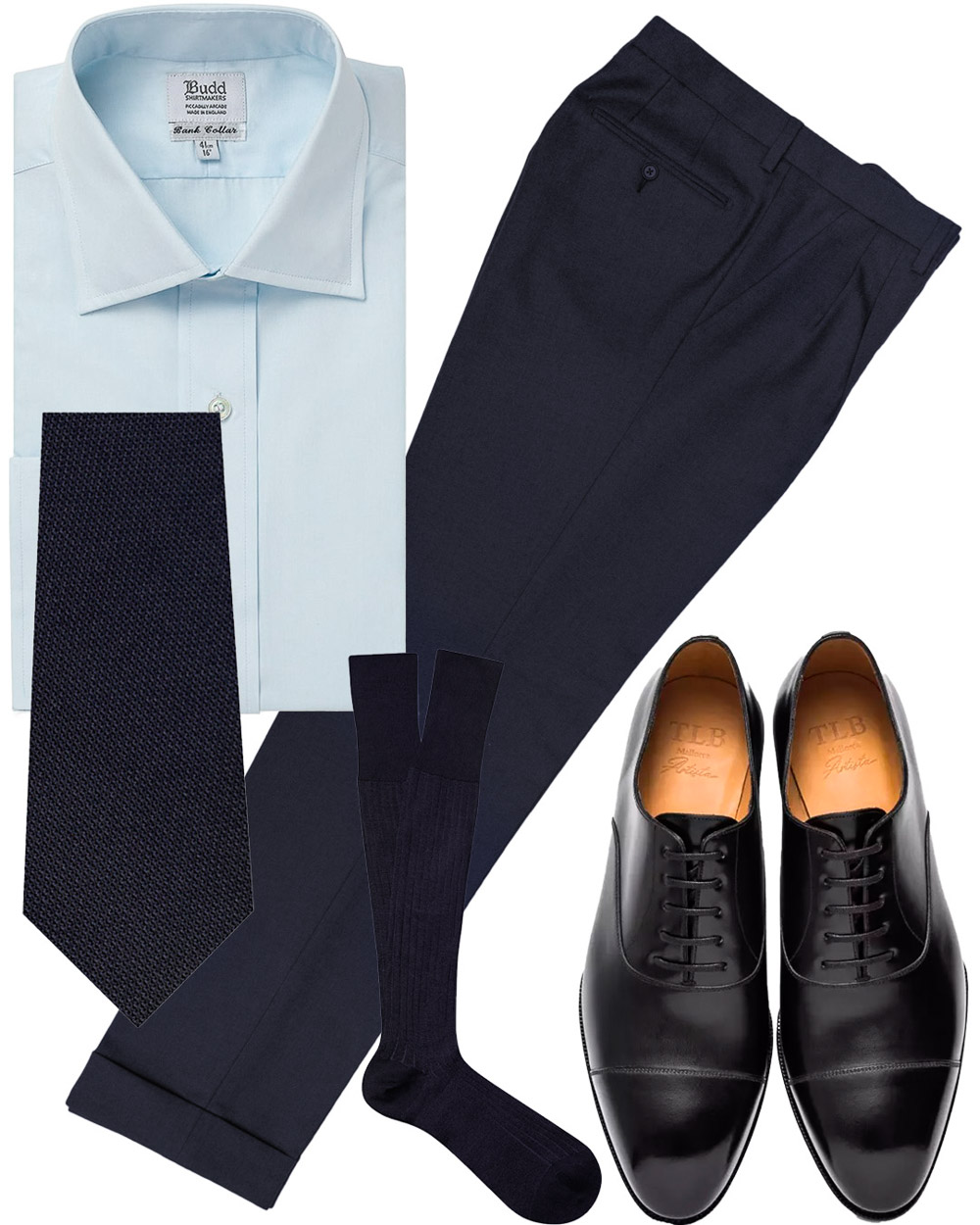 kombination med blåt slips