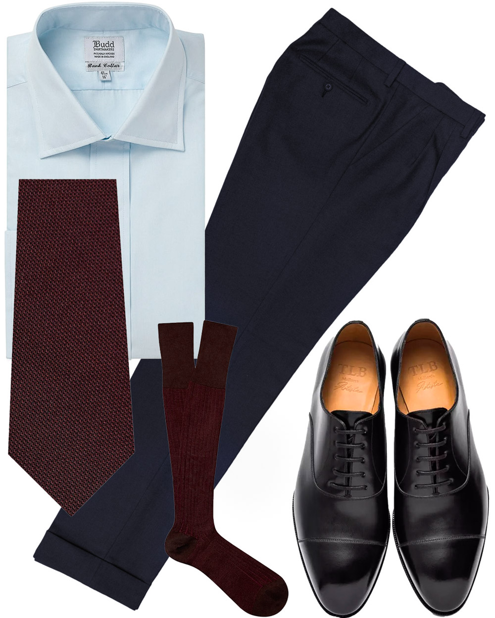 kombination med rødt slips