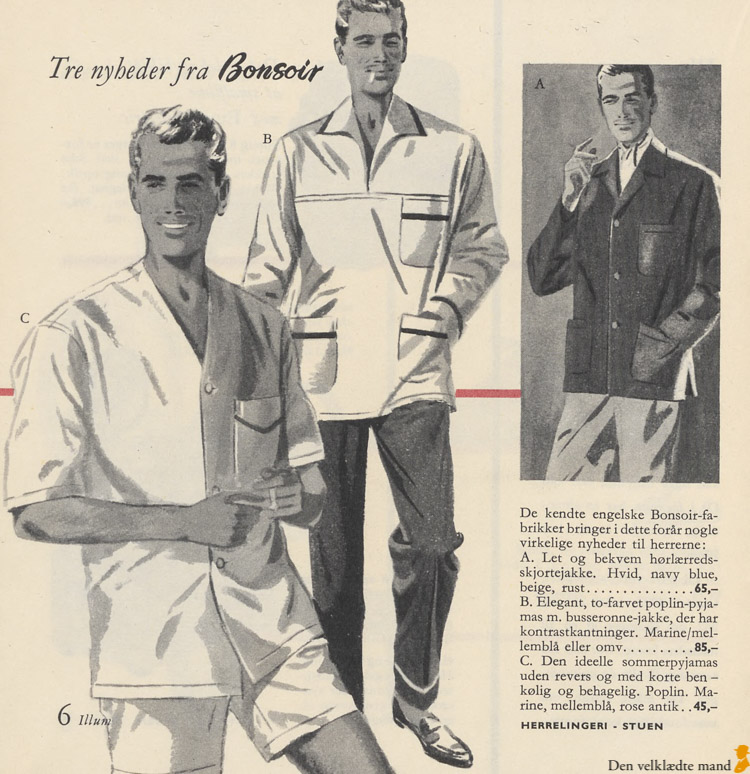 Tøj til mænd forår og sommer ifølge Illum i 1957