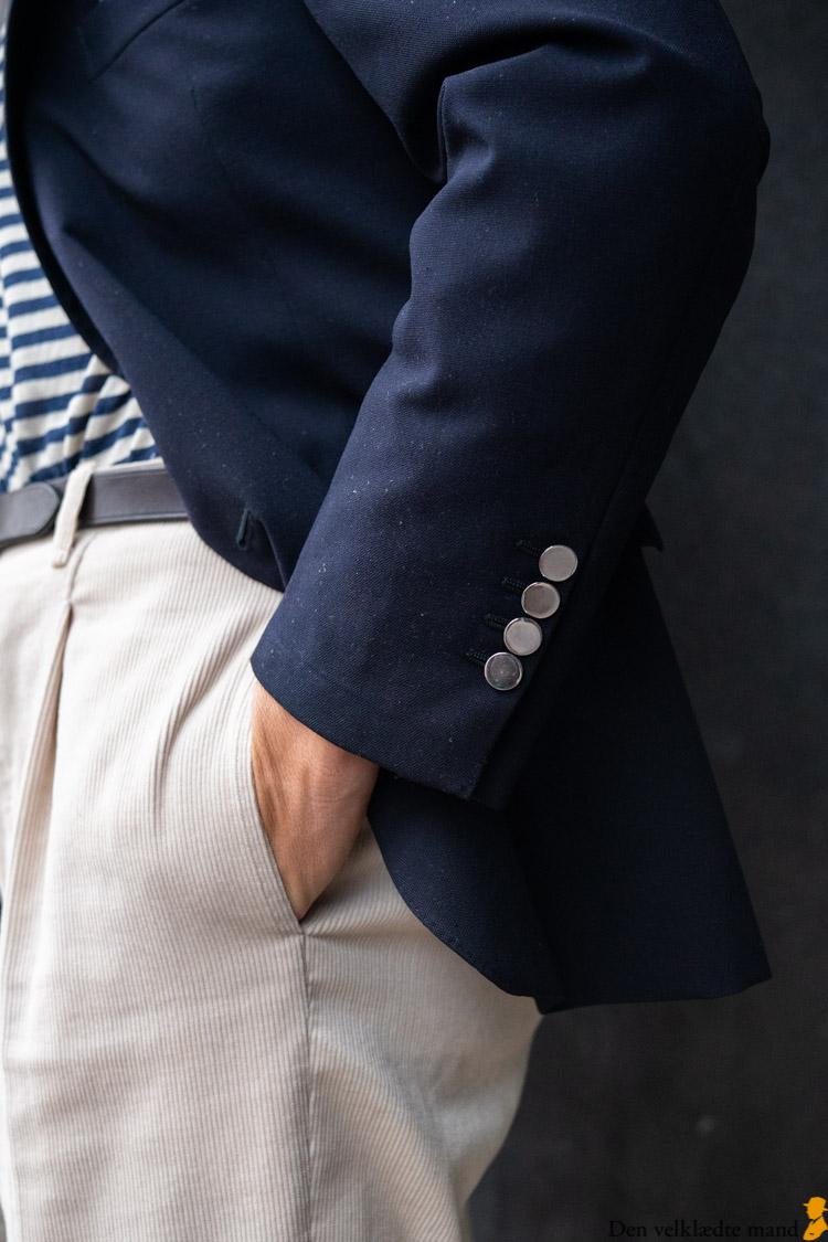 vintage blå blazer detalje